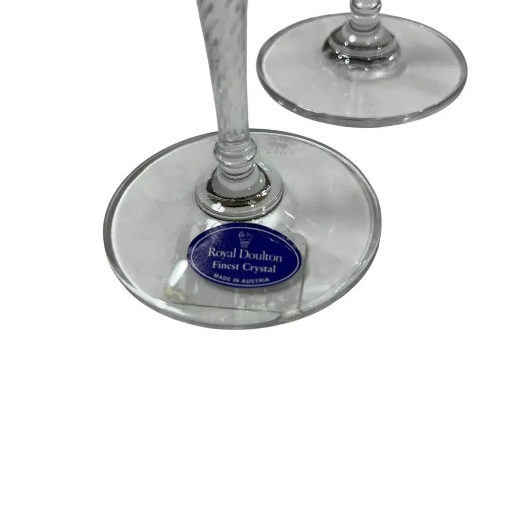 Royal Doulton Oxford Platinum Champagne Flute Set of 4 Lead Crystal Austria NEW